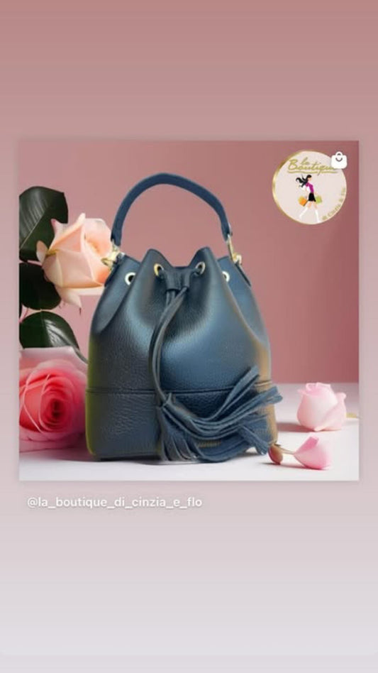 Secchiello in pelle nero